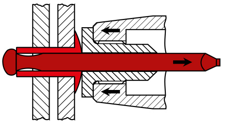 Setzvorgang Standard Blindniete - Schritt 1